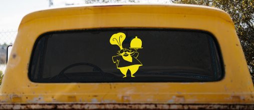 Italian Chef with Platter Business Window Lettering Sign Car or Truck Window Decal Sticker (Yellow)