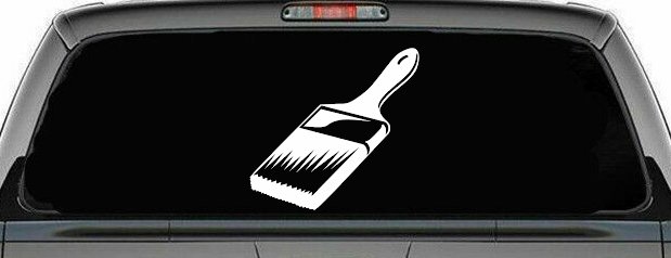 Painter Paint Brush Business Car or Truck Window Decal Sticker (White)