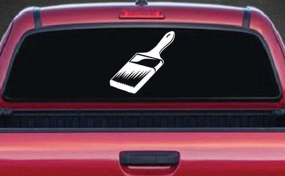Painter Paint Brush Business Car or Truck Window Decal Sticker (White)