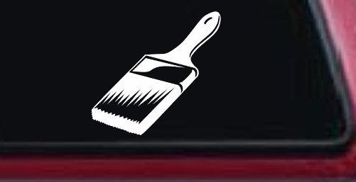 Painter Paint Brush Business Car or Truck Window Decal Sticker (White)