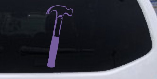 Builder Carpenter Contractor Hammer Business Window Lettering Sign Car or Truck Window Decal Sticker (Purple)