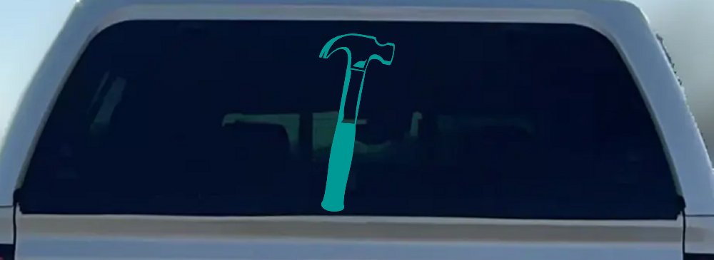 Builder Carpenter Contractor Hammer Vinyl Decal Truck Car Window Sticker (Turquoise)