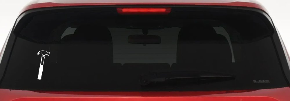 Builder Carpenter Contractor Hammer Vinyl Decal Truck Car Window Sticker (White)