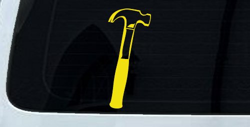 Builder Carpenter Contractor Hammer Vinyl Decal Truck Car Window Sticker (Yellow)