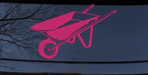 Contractor Landscape Wheelbarrow  Business Window Lettering Sign Car or Truck Window Decal Sticker (Hot Pink)