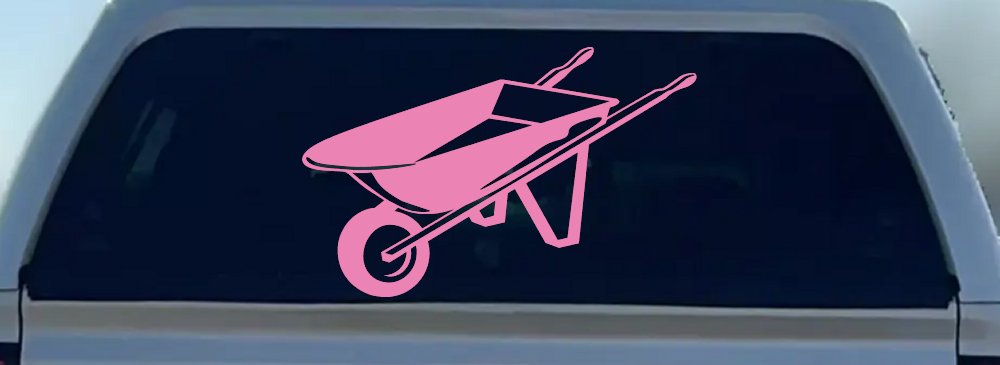 Contractor Landscape Wheelbarrow  Business Window Lettering Sign Car or Truck Window Decal Sticker (Pink)