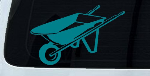Contractor Landscape Wheelbarrow  Business Window Lettering Sign Car or Truck Window Decal Sticker (Turquoise Blue)