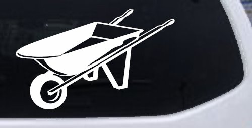 Contractor Landscape Wheelbarrow  Business Window Lettering Sign Car or Truck Window Decal Sticker (White)