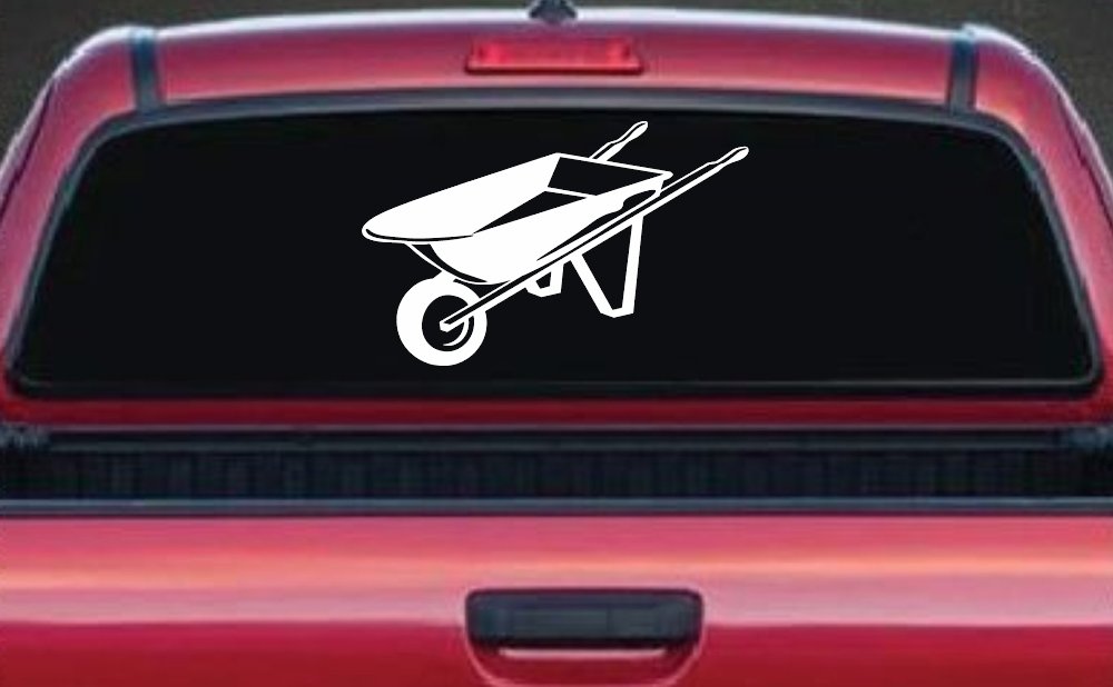 Contractor Landscape Wheelbarrow  Business Window Lettering Sign Car or Truck Window Decal Sticker (White)