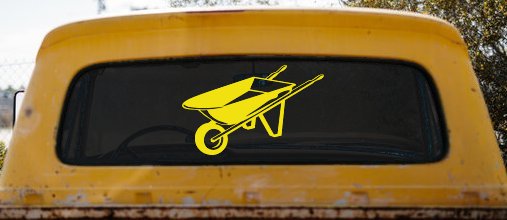 Contractor Landscape Wheelbarrow  Business Window Lettering Sign Car or Truck Window Decal Sticker (Yellow)