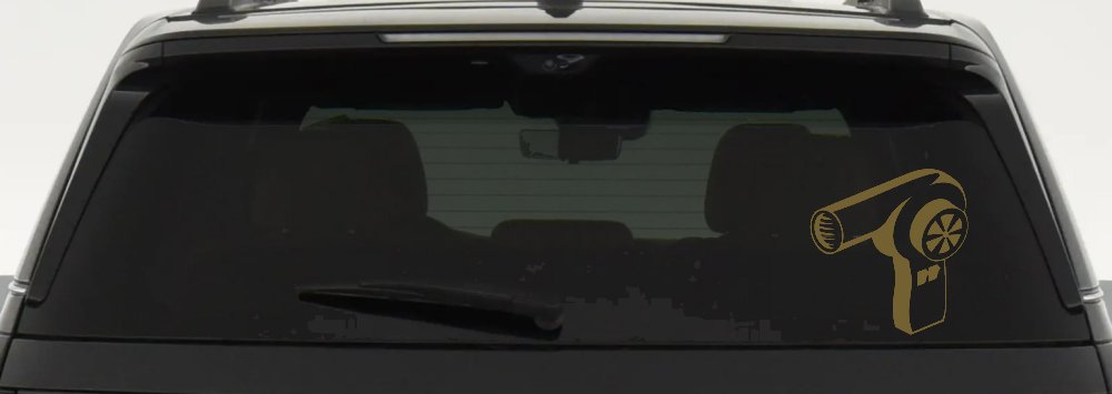 Cosmetology Hair Dryer Window Lettering Business Car or Truck Window Decal Sticker (Gold)