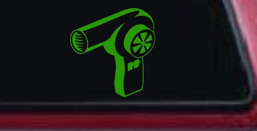 Cosmetology Hair Dryer Window Lettering Business Car or Truck Window Decal Sticker (Lime)