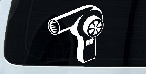 Hair Dryer Decal Cosmetology Business Windows Trucks Cars Vinyl Sticker (White)