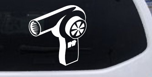 Cosmetology Hair Dryer Window Lettering Business Car or Truck Window Decal Sticker (White)
