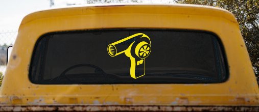 Hair Dryer Decal Cosmetology Business Windows Trucks Cars Vinyl Sticker (Yellow)
