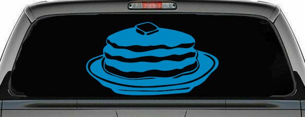 Pancakes 3 Stack Business Window Lettering Sign Car or Truck Window Decal Sticker (Blue)