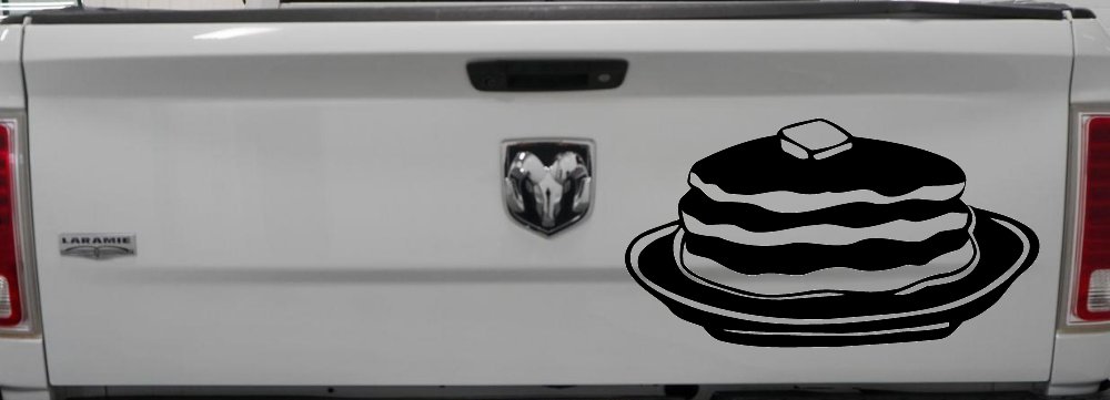 Pancakes 3 Stack Business Window Lettering Sign Car or Truck Window Decal Sticker (Matte Black)