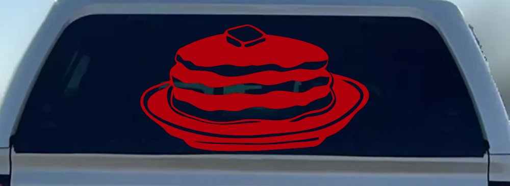 Pancakes 3 Stack Business Window Lettering Sign Car or Truck Window Decal Sticker (Red)