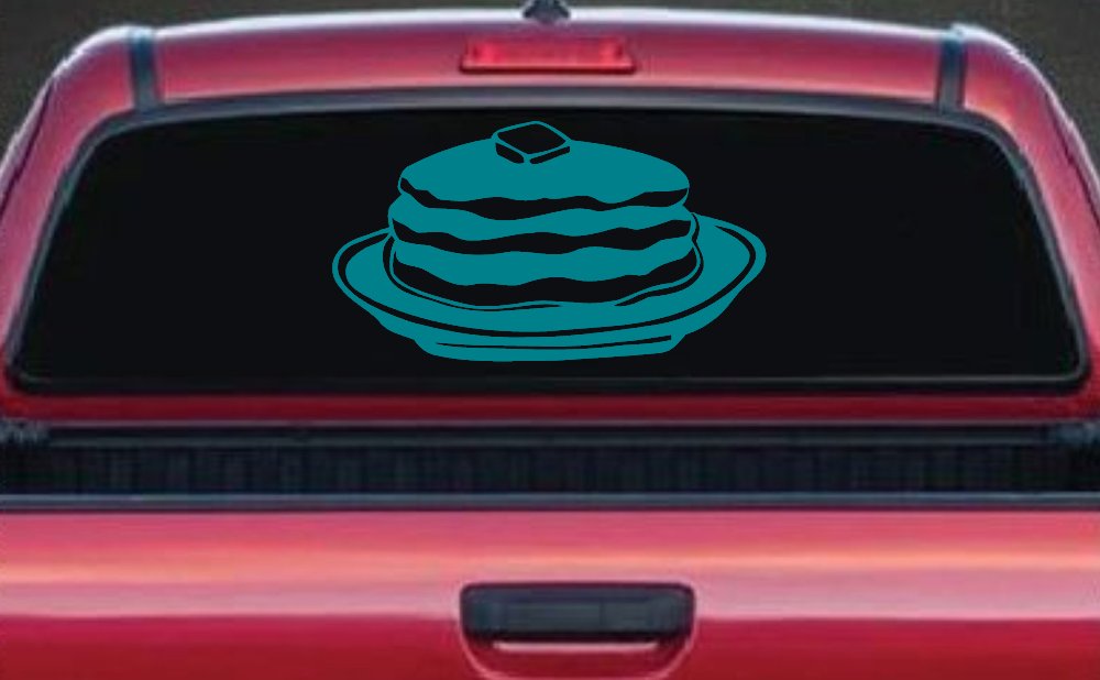 Pancakes 3 Stack Business Window Lettering Sign Car or Truck Window Decal Sticker (Turquoise Blue)