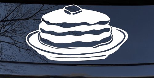 Pancakes 3 Stack Business Window Lettering Sign Car or Truck Window Decal Sticker (White)