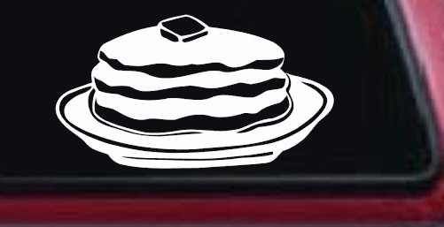 Pancakes 3 Stack Business Window Lettering Sign Car or Truck Window Decal Sticker (White)