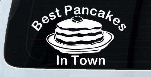 Best Pancakes in Town Restaurant Window Lettering Business Car or Truck Window Decal Sticker (White)