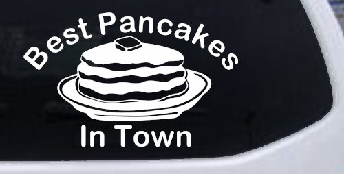 Best Pancakes in Town Restaurant Window Lettering Business Car or Truck Window Decal Sticker (White)