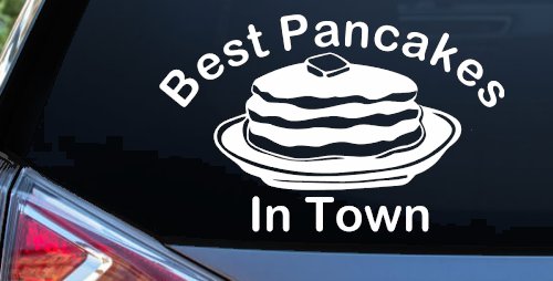 Best Pancakes in Town Restaurant Window Lettering Business Car or Truck Window Decal Sticker (White)