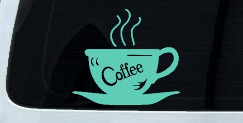 Coffee Cup Cafe Restaurant Window Lettering Business Car or Truck Window Decal Sticker