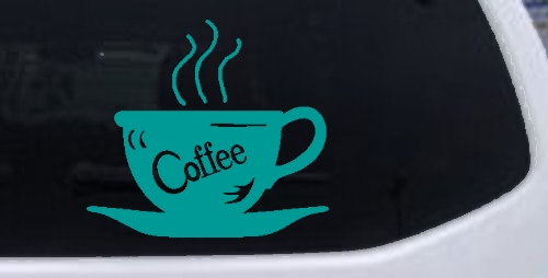 Coffee Cup Cafe Restaurant Window Lettering Business Car or Truck Window Decal Sticker