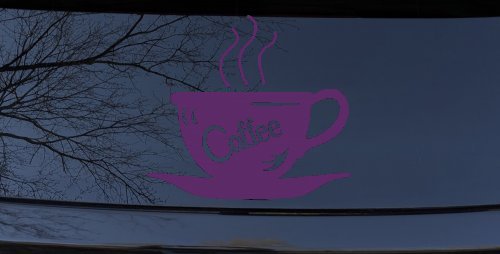 Coffee Cup Cafe Restaurant Window Lettering Business Car or Truck Window Decal Sticker (Violet)