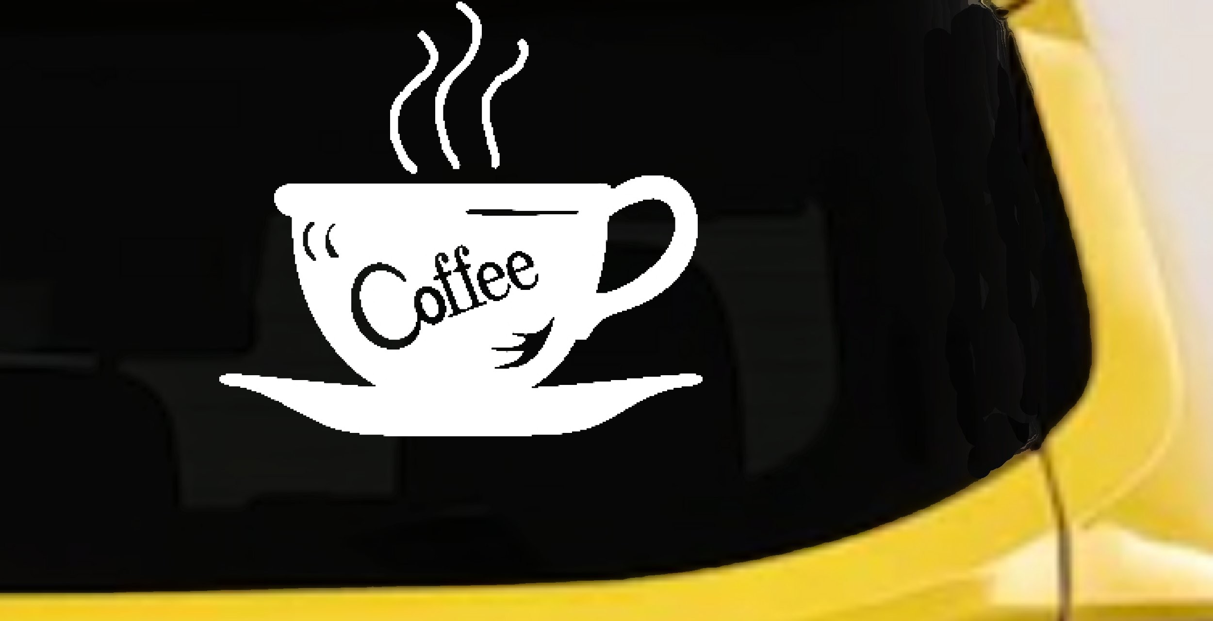 Coffee Cup Cafe Window Decal - Business Car Truck Vinyl Sticker Lettering (White)