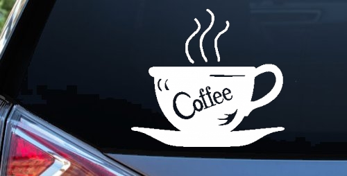 Coffee Cup Cafe Restaurant Window Lettering Business Car or Truck Window Decal Sticker
