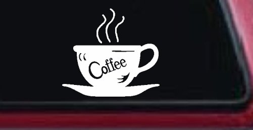 Coffee Cup Cafe Restaurant Window Lettering Business Car or Truck Window Decal Sticker