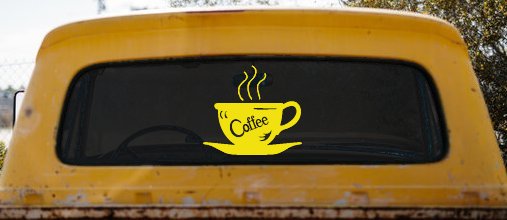 Coffee Cup Cafe Restaurant Window Lettering Business Car or Truck Window Decal Sticker