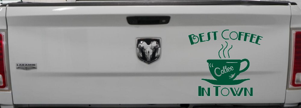 Best Coffee in Town Decal Sticker for Cafe Diner Window or Truck (Dark Green)