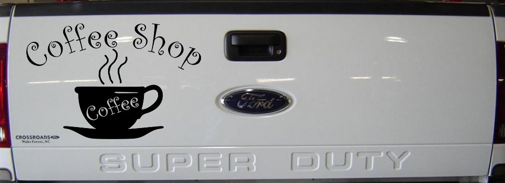 Coffee Shop Cup Window Lettering Business Car or Truck Window Decal Sticker (Black)