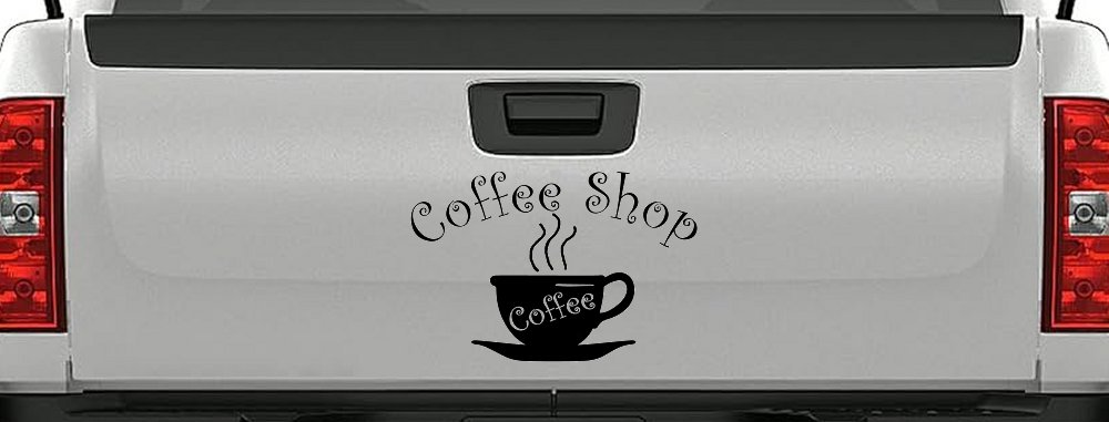 Coffee Shop Cup Window Lettering Business Car or Truck Window Decal Sticker (Black)