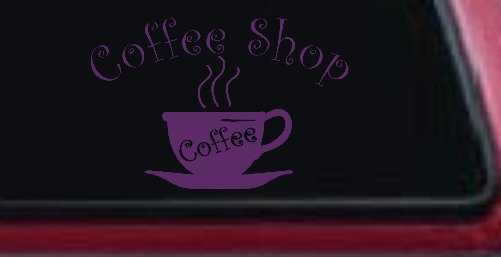 Coffee Shop Cup Window Lettering Business Car or Truck Window Decal Sticker (Violet)