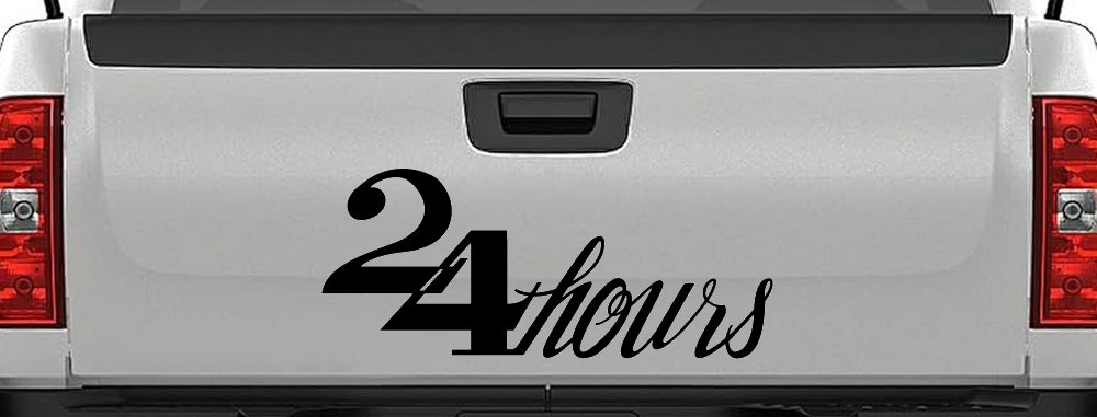 24 Hours Store Window Lettering Business Car or Truck Window Decal Sticker (Black)