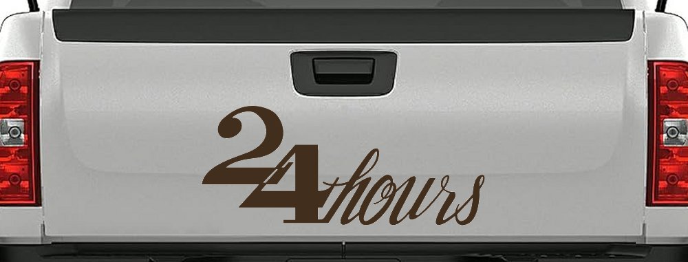 24 Hours Store Window Lettering Business Car or Truck Window Decal Sticker (Brown)