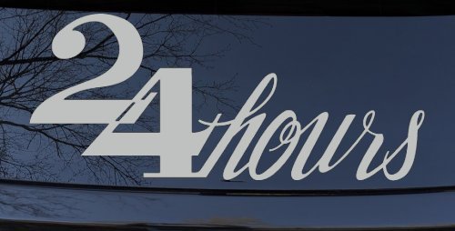 24 Hours Store Window Lettering Business Car or Truck Window Decal Sticker (Light Gray)