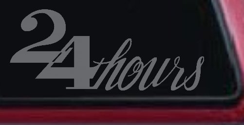 24 Hours Store Window Lettering Business Car or Truck Window Decal Sticker (Silver)