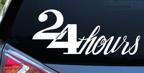 24 Hour Store Window Lettering Vinyl Decal Business Car Truck Sticker (White)