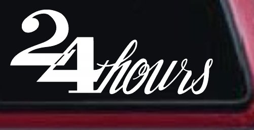 24 Hours Store Window Lettering Business Car or Truck Window Decal Sticker (White)