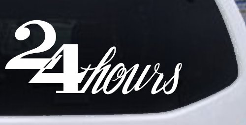 24 Hours Store Window Lettering Business Car or Truck Window Decal Sticker (White)