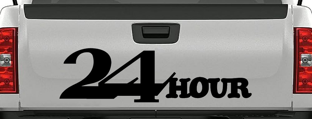 24 Hour Thick Store Business Window Lettering Sign Car or Truck Window Decal Sticker (Black)