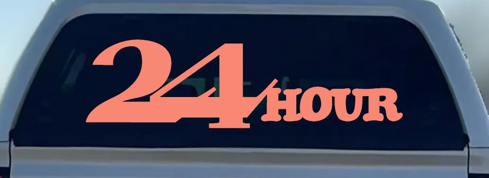 24 Hour Thick Store Business Window Lettering Sign Car or Truck Window Decal Sticker (Coral)