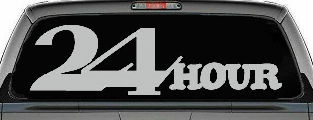 24 Hour Thick Store Business Window Lettering Sign Car or Truck Window Decal Sticker (Light Gray)