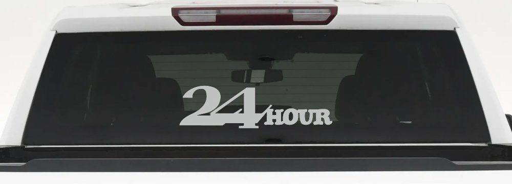 24 Hour Thick Store Business Window Lettering Sign Car or Truck Window Decal Sticker (Light Gray)